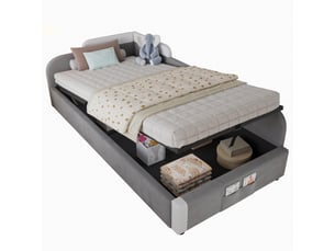 Lit coffre 90x200 cm coloris gris