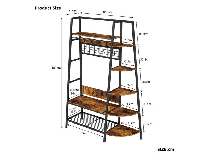  Portemanteau industriel en métal et bois de 183 cm  - Conforama C
