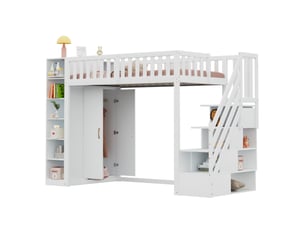 Lit mezzanine 90x200 cm <strong>OKWISH</strong>  <strong></strong> coloris blanc