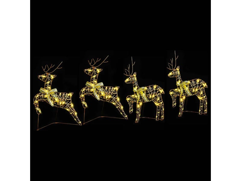  Lot de 4 rennes led, éclairage de noël, décoration de noël 80 led doré 44 x 18 x 65,5 cm pet cf62084  - Conforama E