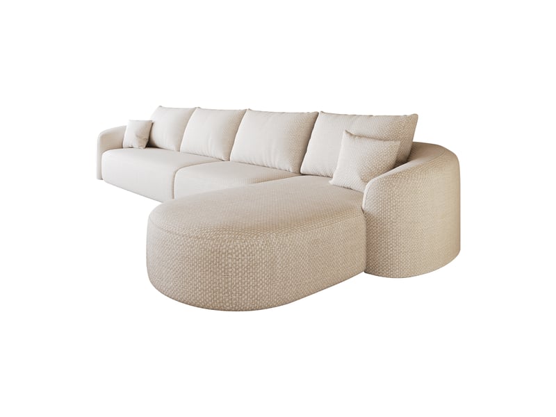 Canapé d’angle modulaire sans montage - assise en mousse compressée, tissu chenille - blanc - Conforama A