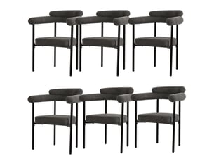 Chaises de salle à manger - 6 chaises confortables avec dossier haut et assise ronde, flanelle gris foncé, 70 × 62 × 84 cm