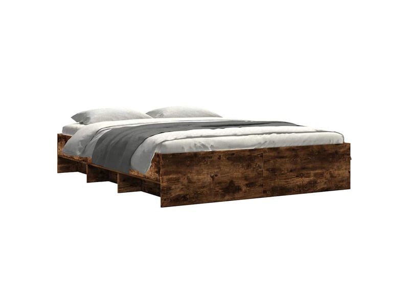  Lit double- lit adulte -  cadre de lit sans matelas chêne fumé 150x200 cm bois ingénierie  - Conforama B