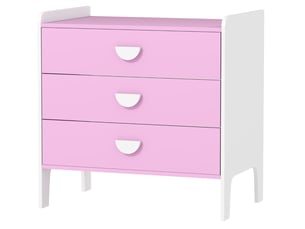 Commode enfant 60x40x60 cm – rose et blanc – 3 tiroirs de rangement en mdf avec plateau facile d'entretien