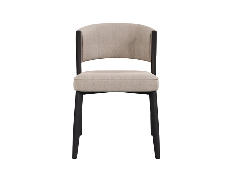  Lot de 6 chaises de salle à manger en tissu chenille taupe, pieds en métal noir  - Conforama E