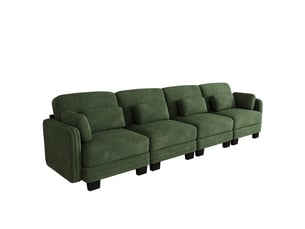 Canapé droit compressé fixe REDOM 4 places Tissu vert