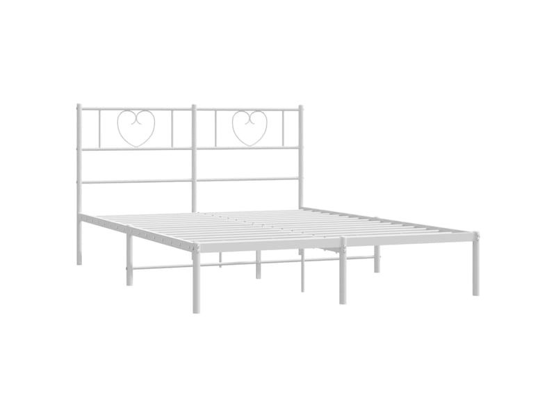  Lit double- lit adulte -  cadre de lit métal sans matelas et tête de lit blanc 160x200 cm  - Conforama D