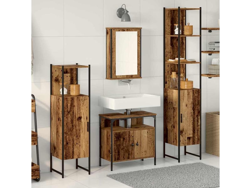  Ensemble de mobilier de salle de bain 4 pc bois ancien cf64495  - Conforama B