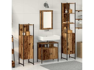 Ensemble de mobilier de salle de bain 4 pc bois ancien cf64495