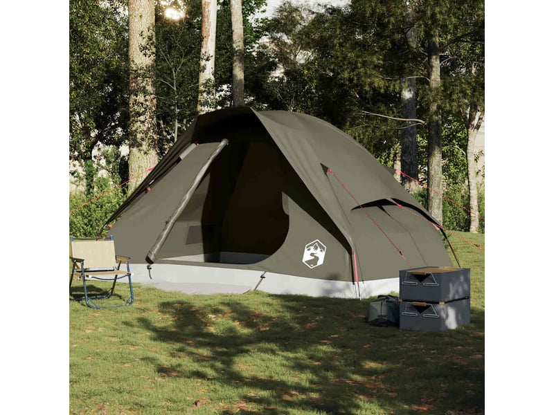 Tente de camping, tente familiale à dôme 6 personnes marron imperméable shl60794 - Conforama C