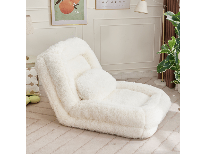  Fauteuil de sol convertible modenvie 5 positions beige 102 x 89 x 88 cm polyester  - Conforama D