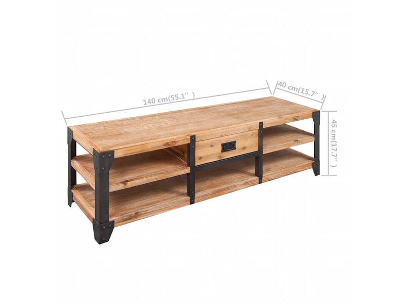  Meuble tv - banc tv - meuble de rangement 140x40x45 cm bois d'acacia massif  - Conforama E