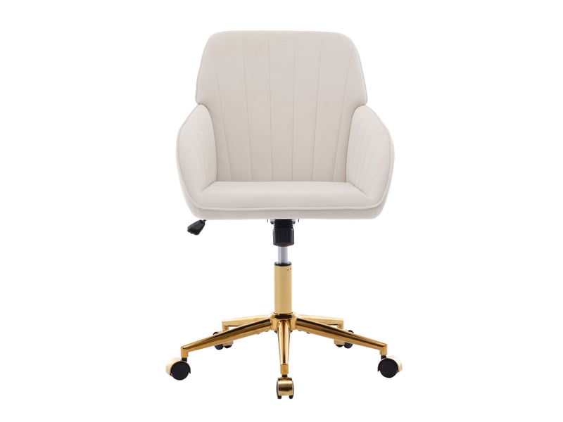  Chaise de bureau pivotante réglable en hauteur avec assise épaisse - lpospi - dossier ergonomique, velours - blanc  - Conforama A