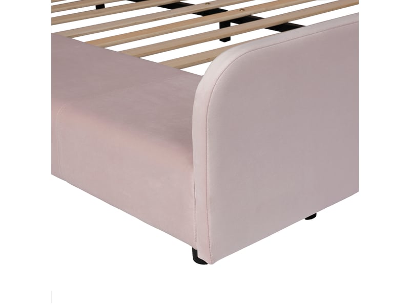  Lit combiné 140 x 200 cm en velours rose avec bureau et tabouret Fay Lum - Conforama E