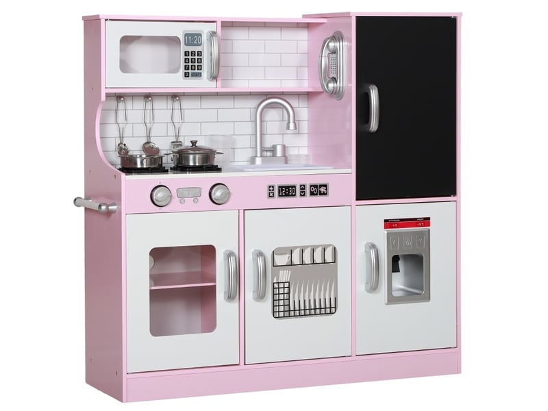  Cuisine d'imitation enfant 83,8 x 26,8 x 81 cm – rose – évier, tableau et accessoires de cuisine  - Conforama A