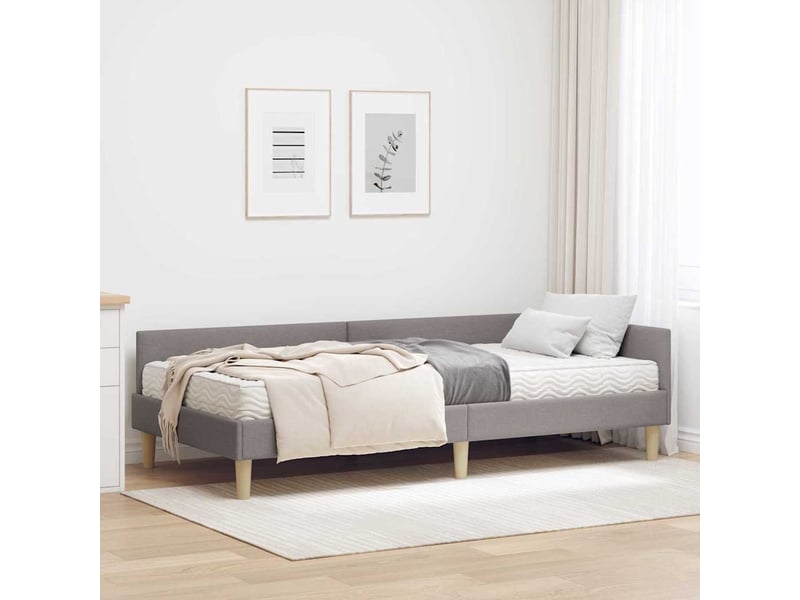 Lit adulte, lit simple, cadre de lit d'angle avec matelas autre 2 pièces taupe tissu cf6776 - Conforama B