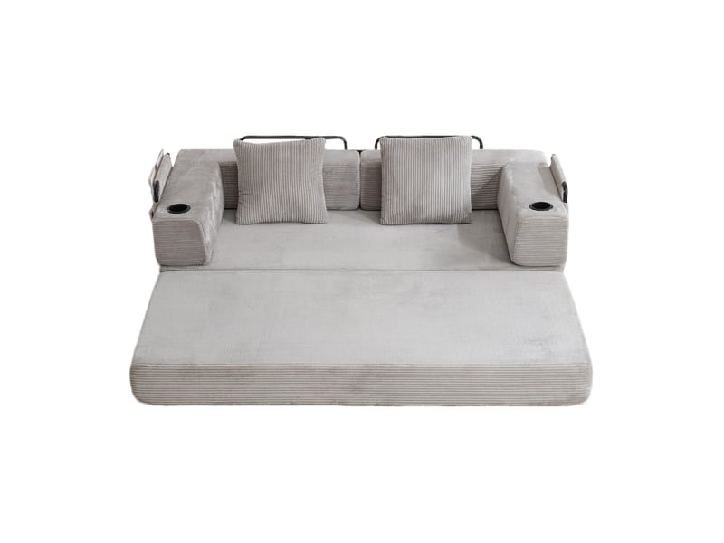  Canapé-lit de sol convertible 185x92,5x60 cm gris clair  - Conforama A