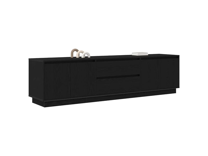 Meuble tv - banc tv - meuble de rangement avec lumières led chêne noir 193,5x41x50 cm - Conforama E