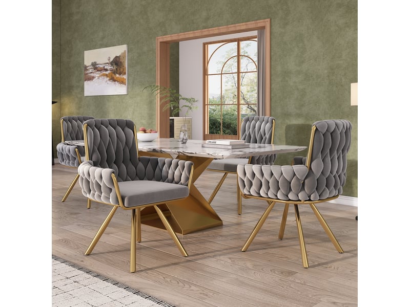  Lot de 6 chaise de salle à manger pivotante 63x46x87 cm – gris –en velours avec accoudoirs et rotation 360°  - Conforama B
