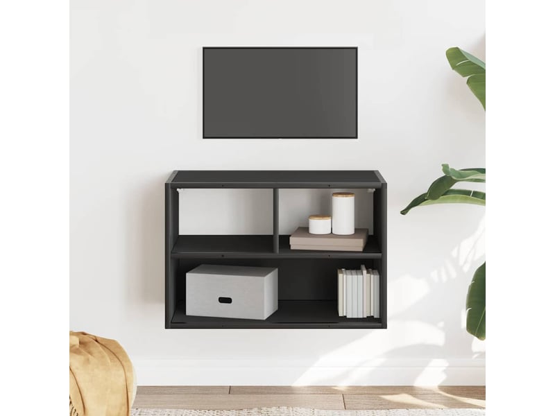  Meuble tv - banc tv - meuble de rangement noir 60x31x39,5 cm bois d'ingénierie et métal  - Conforama C