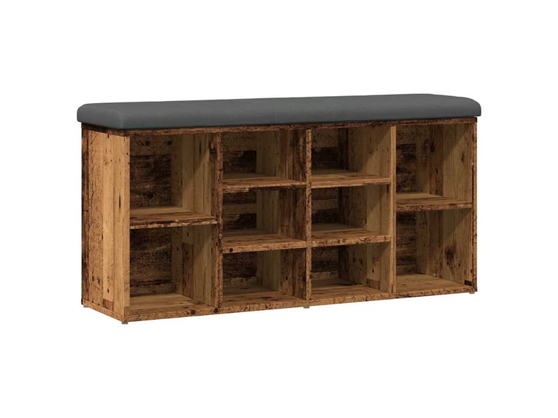  Banc à chaussures, banc de rangement vieux bois 102x32x50 cm bois d'ingénierie shl50264  - Conforama A