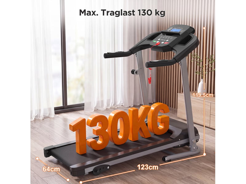  Tapis de course 123x64x119,5 cm pliable métal noir et gris  - Conforama E