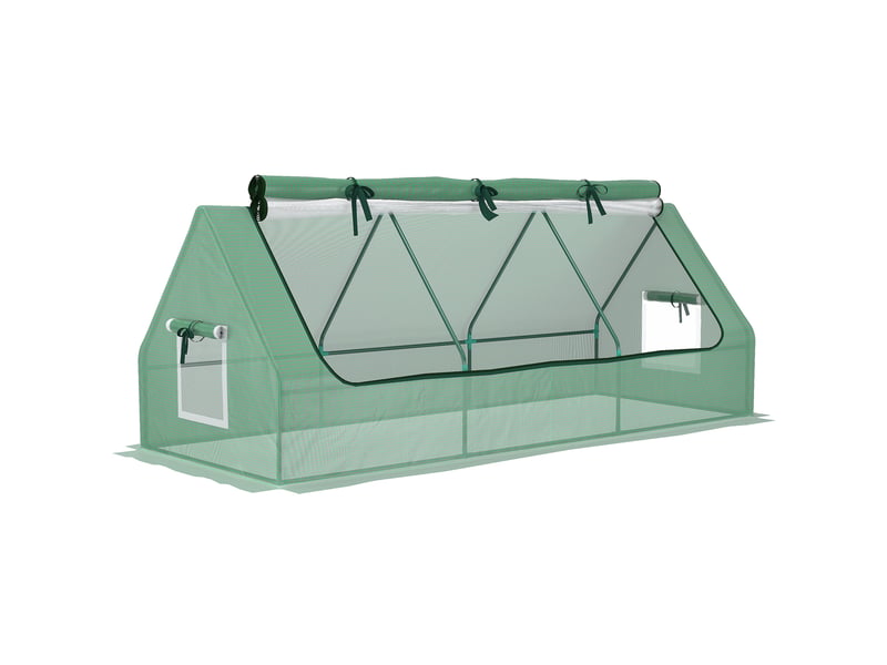  Mini serre de jardin 240x90x90 cm – verte – toit enroulable, fenêtres en maille, bâche pe anti-uv  - Conforama A