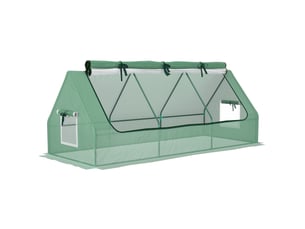 Mini serre de jardin 240x90x90 cm – verte – toit enroulable, fenêtres en maille, bâche pe anti-uv