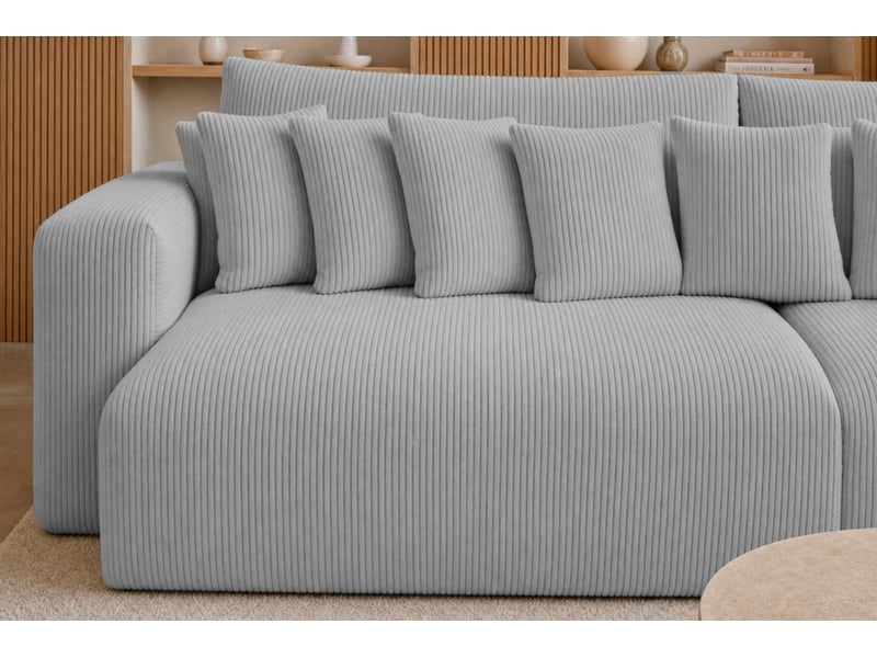 Suzie - canapé droit convertible petit velours côtelé 4 places gris clair - Conforama E