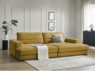 Canapé droit fixe BOBOCHIC SIERRA 4 places Velours jaune