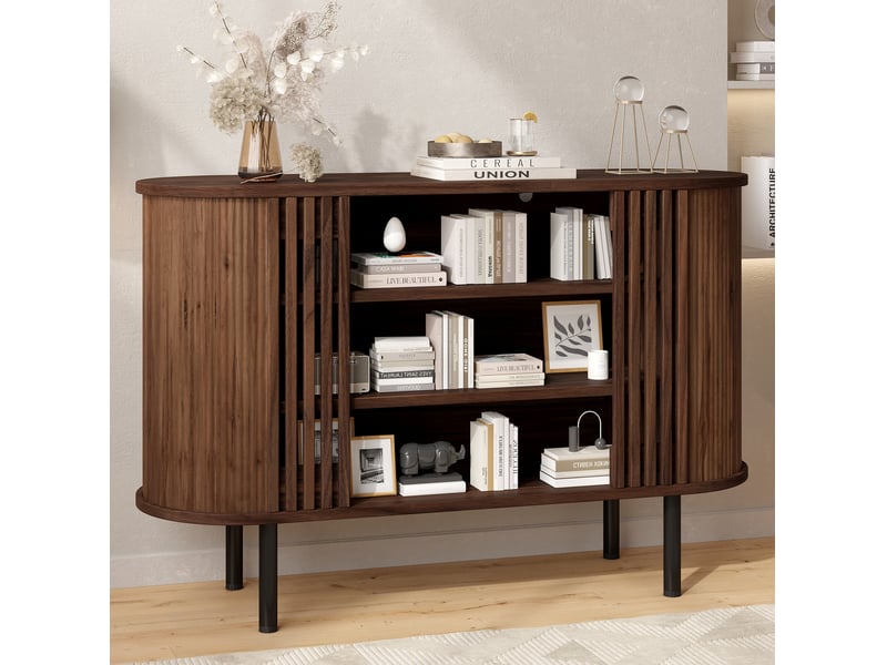  Buffet 120x40x80 cm finition noyer avec 3 niches ouvertes  - Conforama B