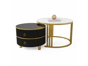 Table basse rond(e) coloris bicolore ULQENI  - 70 cmx50 cm