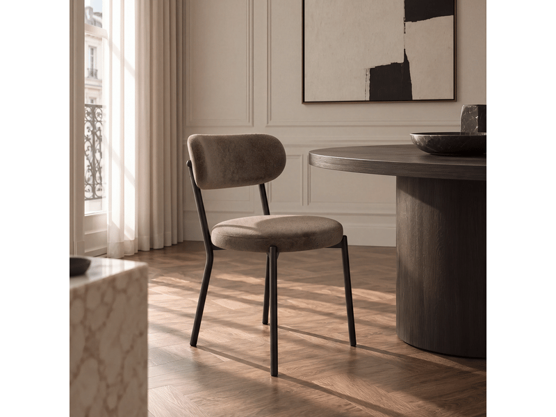  Lot de 2 chaises en tissu tramé toucher doux brun expresso bailey SC66VTBE - Conforama B