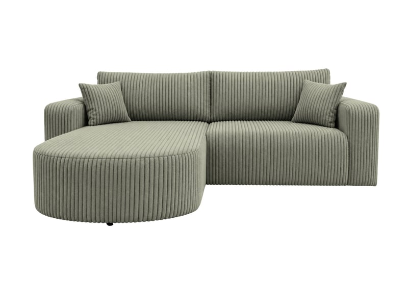 Emma - canapé d'angle convertible gros velours côtelé 4 places vert  - Conforama A