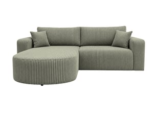Canapé d'angle réversible convertible CASANOVA  4 places Velours côtelé vert avec coffre de rangement