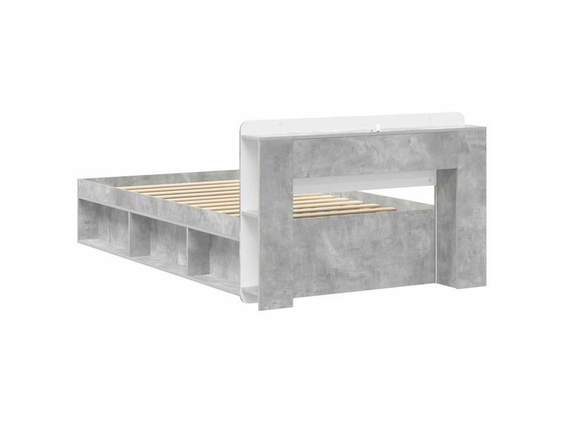  Lit simple- lit adulte -  cadre de lit avec rangement gris béton 80 x 200 cm  - Conforama C