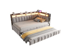 Lit banquette 90x200 cm <strong></strong>  <strong>CozyNest</strong> coloris gris