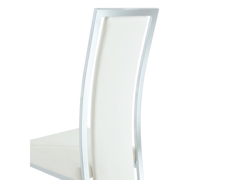  Lot de 2 chaises de salle à manger 44.00×42.70×109.00 cm en métal et pu rembourré blanc et argenté chicfurn  - Conforama E