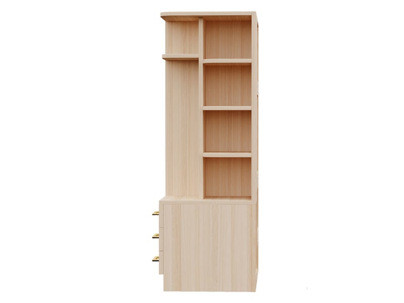  Armoire pour enfant, avec penderie, 3 tiroirs, étagères multi-niveaux, multifonction, 70 × 45 × 135 cm, naturel  - Conforama E