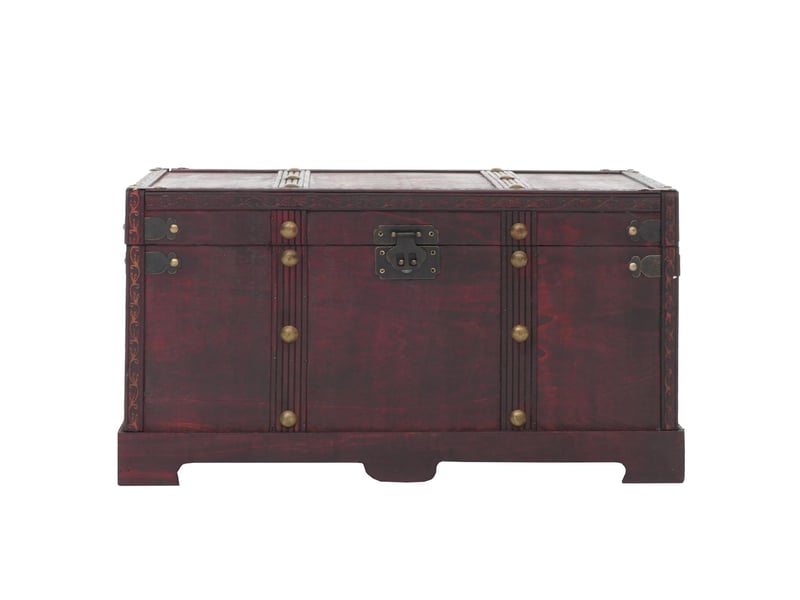  Coffre bois de décoration malle au trésor valence aspect antiquité, 30x57x29cm - carré  - Conforama E