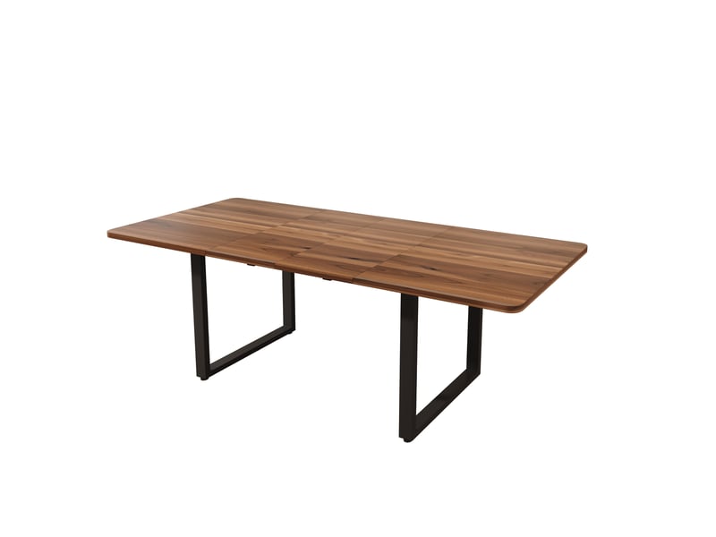 Table à manger extensible 140-220x80 cm mdf noyer, pieds en métal - Conforama R