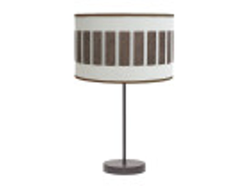  Fabrilamp ivanna grande lampe à poser marron blanc rouille, abat-jour cylindrique textile, 1 x e27, 62 cm 188471117 - Conforama B