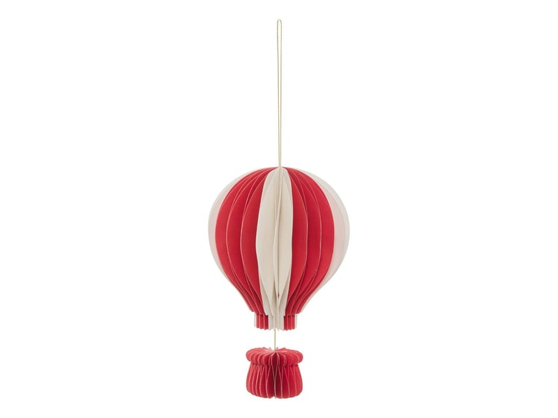  Suspension de sapin montgolfière en papier rouge et blanc 16 cm  - Conforama A