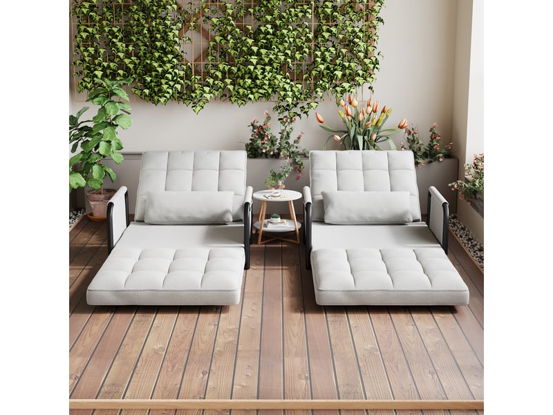 Fauteuil canapé-lit convertible 1-place - blanc crème beige - 180 x 82 cm - meuble salon et chambre d'amis, réglable sur 5 niveaux - Conforama D