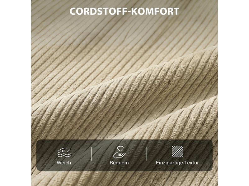  Fauteuil convertible 3 en 1 en velours côtelé beige 90x190 cm  - Conforama E