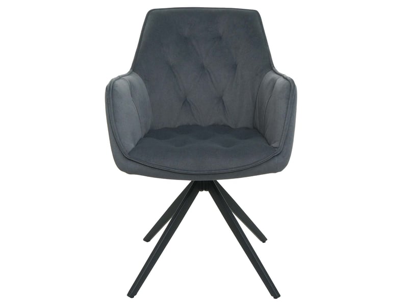  Lot de 6 chaises de salle à manger pivotantes à 180° avec retour automatique et accoudoirs en tissu anthracite et acier 04_0007748  - Conforama C
