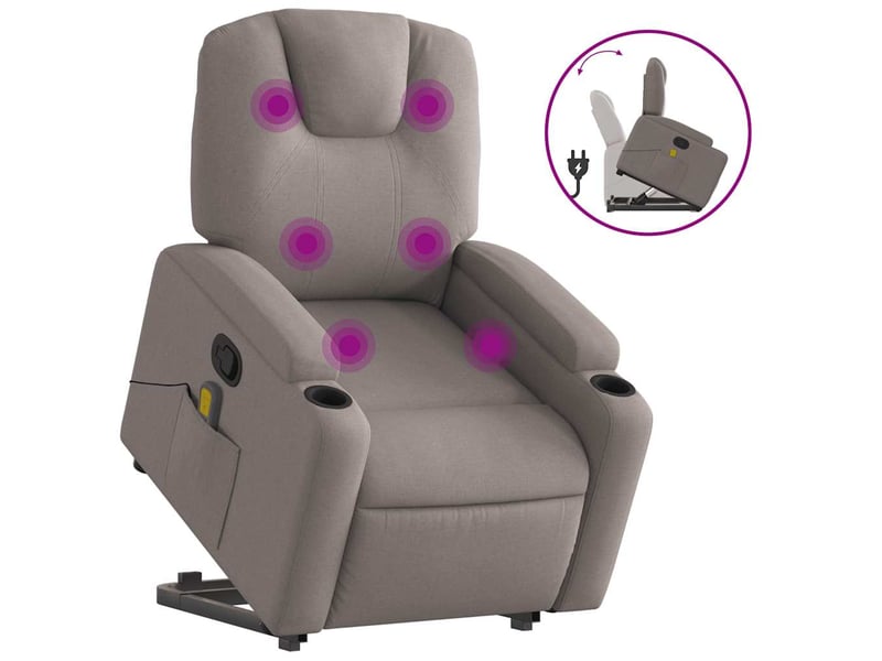  Fauteuil inclinable de massage, fauteuil relax taupe tissu shl52531  - Conforama A