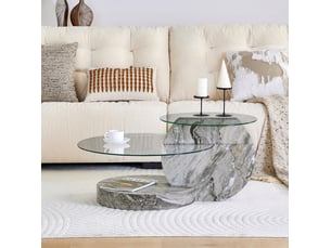 Table basse rond(e) coloris gris MEUBLIV  - 70 cmx90 cm