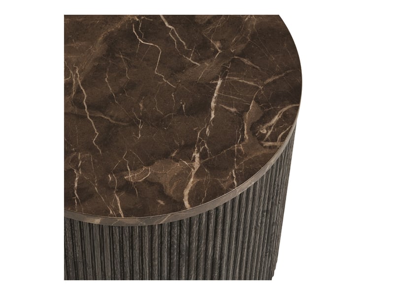  Table d'appoint rota effet marbre marron foncé avec base cannelée ø45 cm  - Conforama C