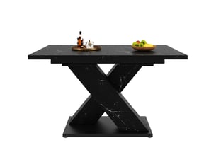 Table à manger extensible 119-158 x 80 x 75 cm, table télescopique rectangulaire 6 personnes pour cuisine salon, noir
